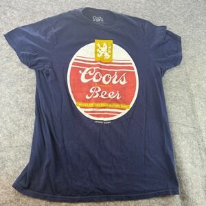 Coors Beer Shirt Mens Sz M Navy Blue T-Shirt Short Sleeve Graphic Tee Vtg Design